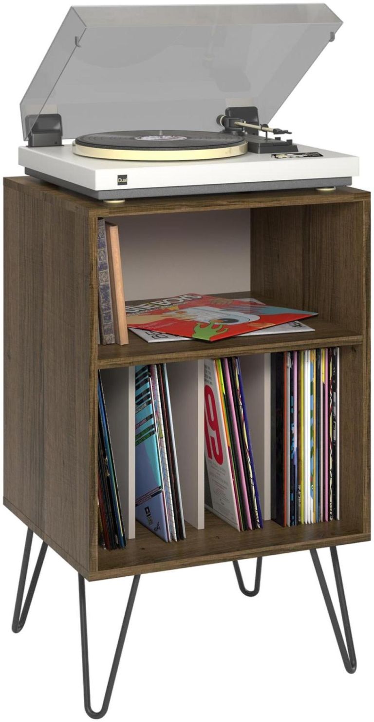 Contra Turntable Stand in Brown Oak and White - 1324322COMUK