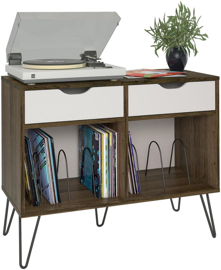 Contra Turntable Stand with Drawers in Brown Oak - 1323322COMUK