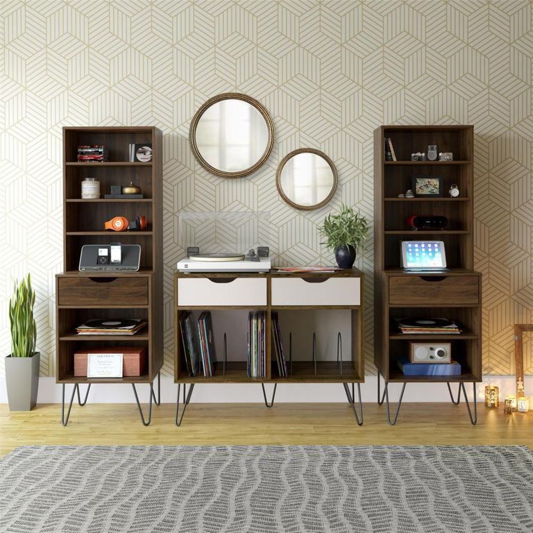 Contra Turntable Stand with Drawers in Brown Oak - 1323322COMUK