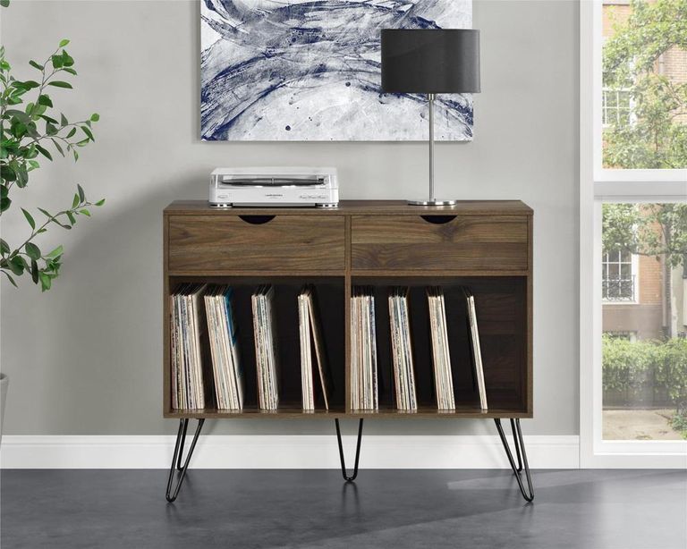 Contra Turntable Stand with Drawers in Walnut - 1323222COMUK