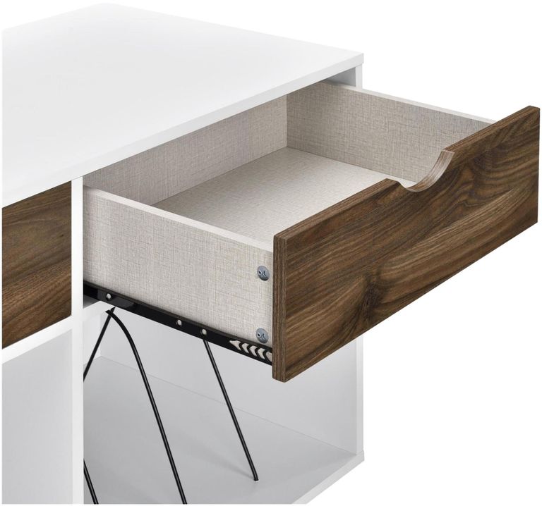 Contra Turntable Stand with Drawers in White and Oak - 1323015COMUK