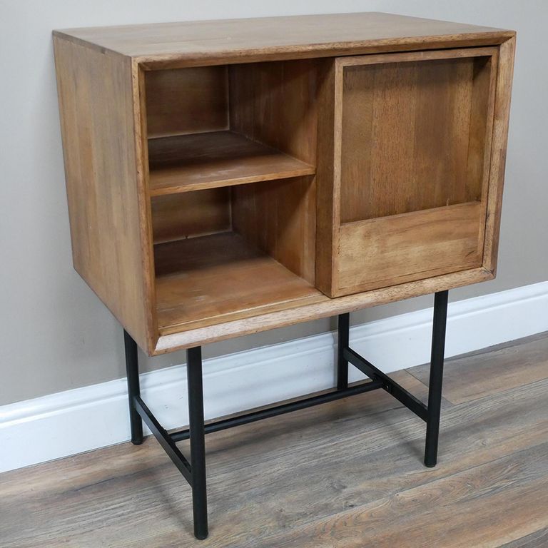 Retro Filing Cabinet - 1 Sliding Door - Fir Wood