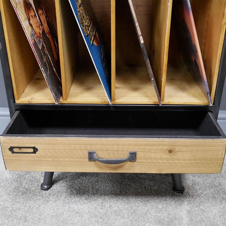 Filing Cabinet - Retro - Fir Wood and Metal