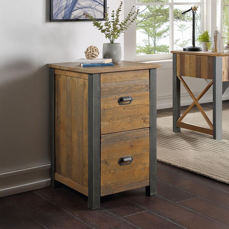 Urban Elegance Reclaimed Wood Filing Cabinet - 2 Drawer