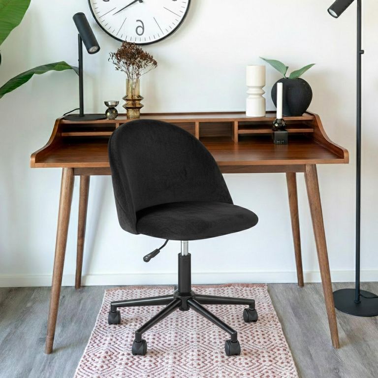 Geneve Office Chair - Black Velvet Fabric