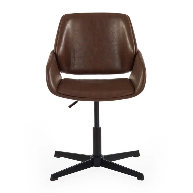 Parker Swivel Office Chair - Adjustable Height - Brown and Black - Faux Leather and Metal