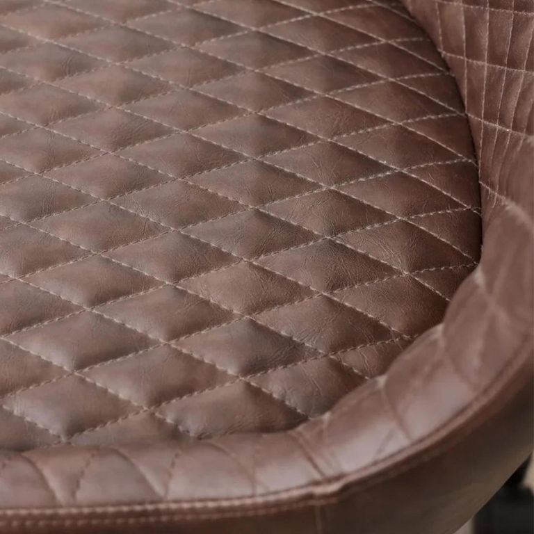Luxe Swivel Office Chair - Curved Back - Adjustable Height - Brown and Black - Faux Leather and Metal