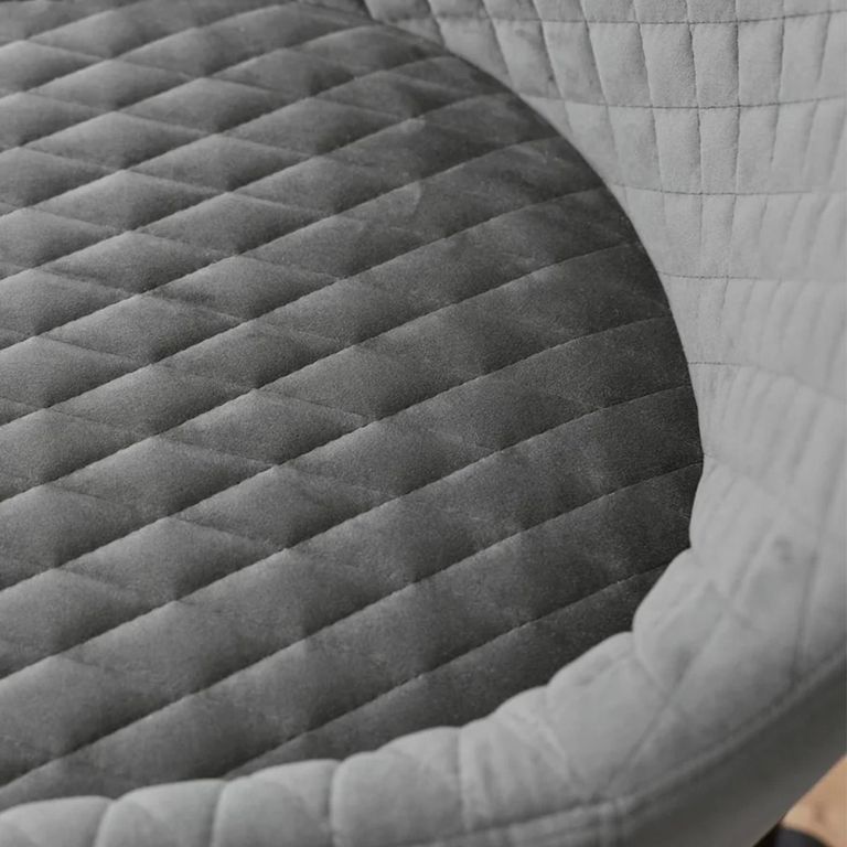 Luxe Swivel Office Chair - Curved Back - Adjustable Height - Grey Velvet and Black - Fabric and Metal