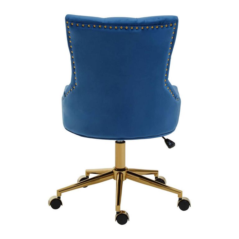 Anita Office Chair - Blue Velvet with Gold Base