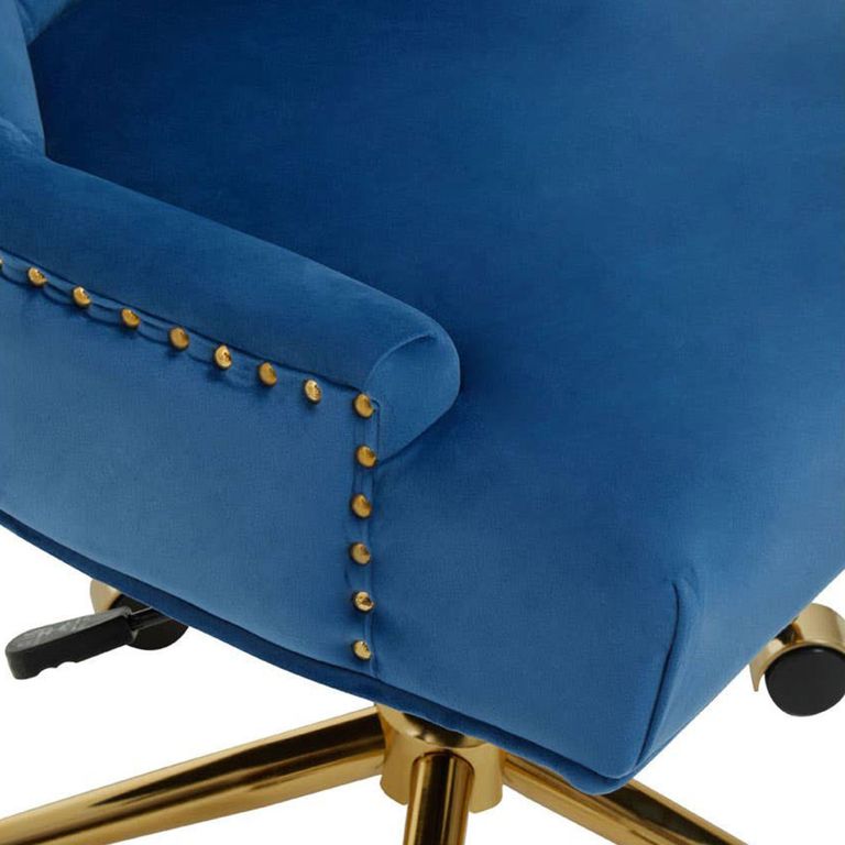 Anita Office Chair - Blue Velvet with Gold Base