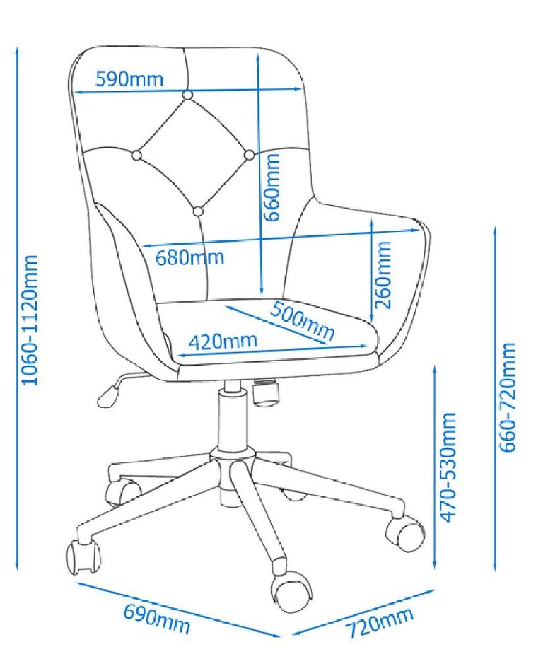 Benzie Grey Fabric Office Chair - AOC4482GRY