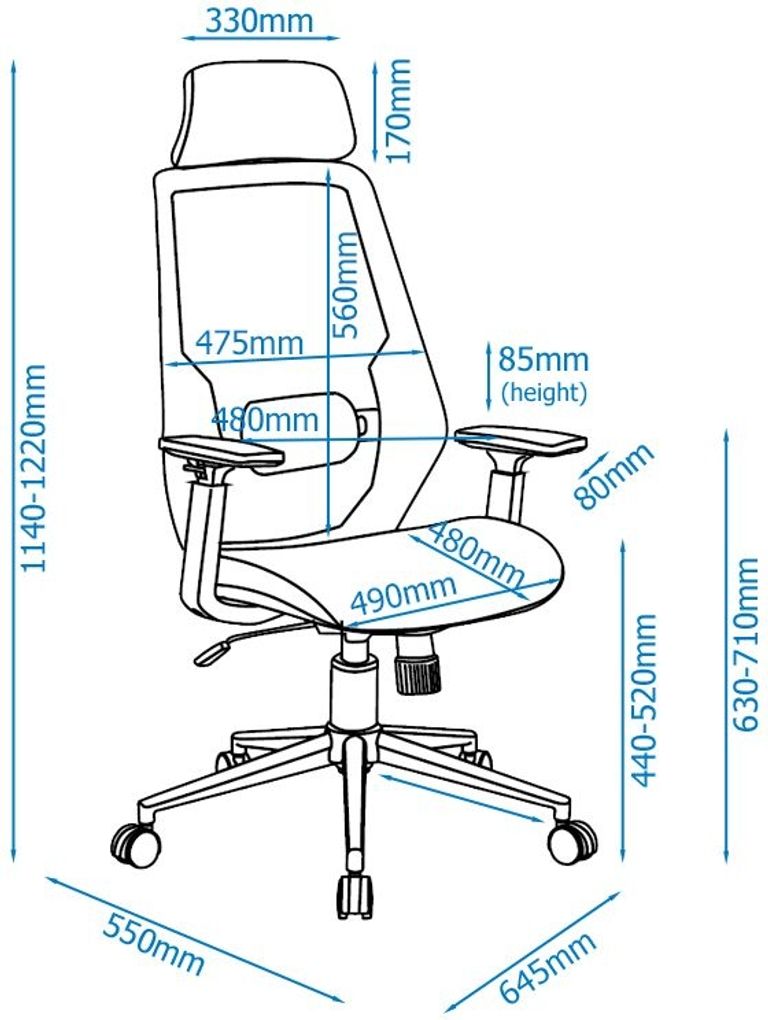 Clair Black Fabric Office Chair - AOC1299BLK