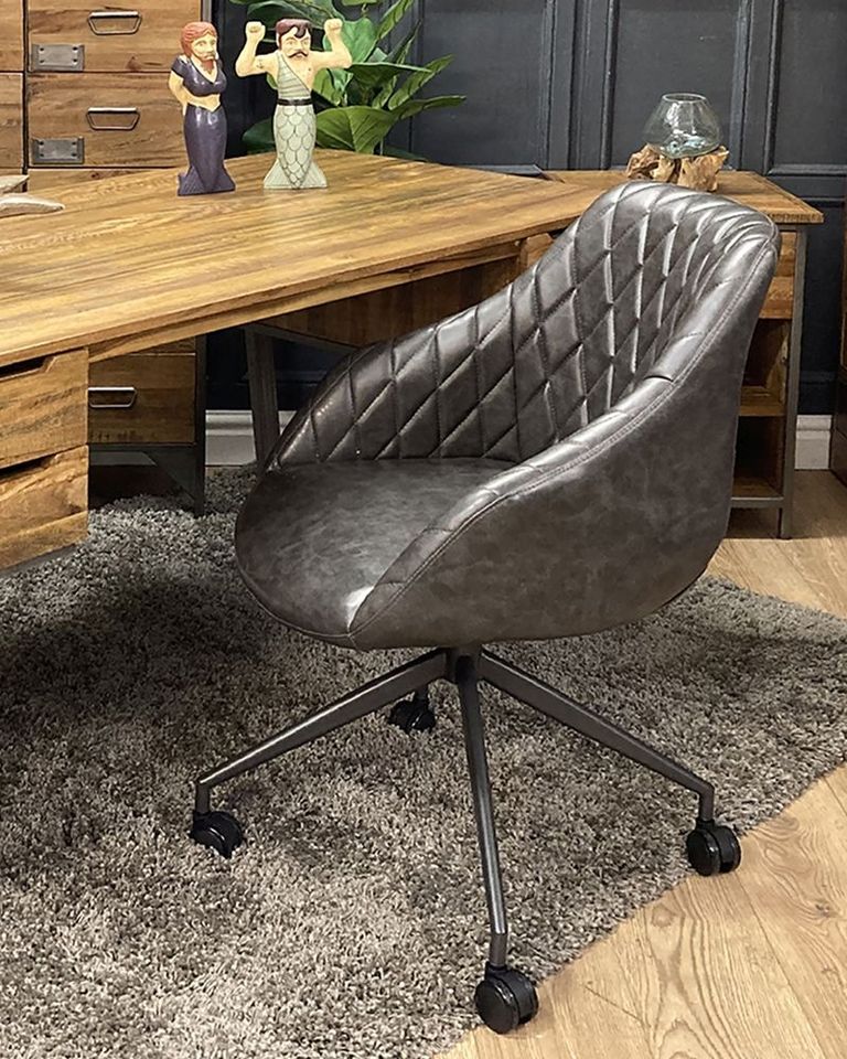Hasselt Grey Vintage Leather Office Chair