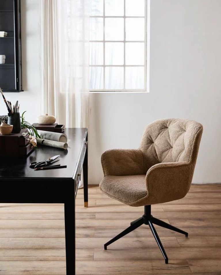 Lea Beige Boucle Fabric Swivel Office Chair