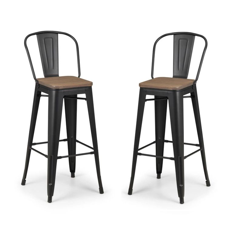 Grafton Bar Set - 4 Stools - Elm Wood - Industrial