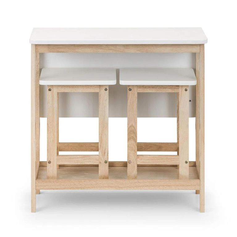 Bergen Bar Set - 2 Stool - White and Natural - Wood