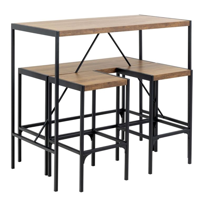 Bahamas Bar Table Set - Black and Oak