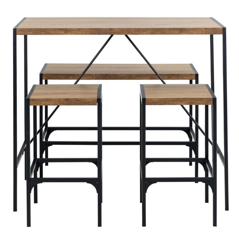 Bahamas Bar Table Set - Black and Oak