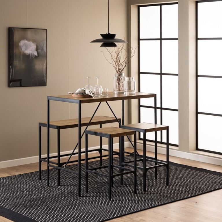 Bahamas Bar Table Set - Black and Oak