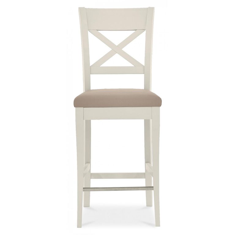 Montreux Bar Table Set - 2 Grey Bonded Leather Barstools - Grey Washed Oak & Soft Grey