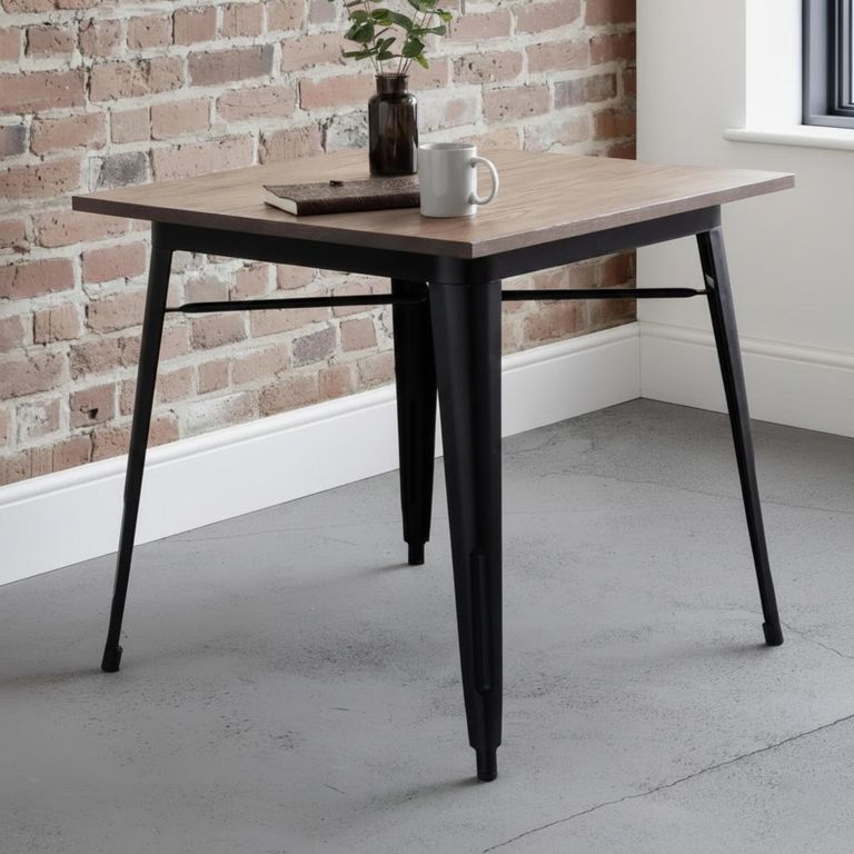 Grafton Elm Wood Industrial Square Bar Table