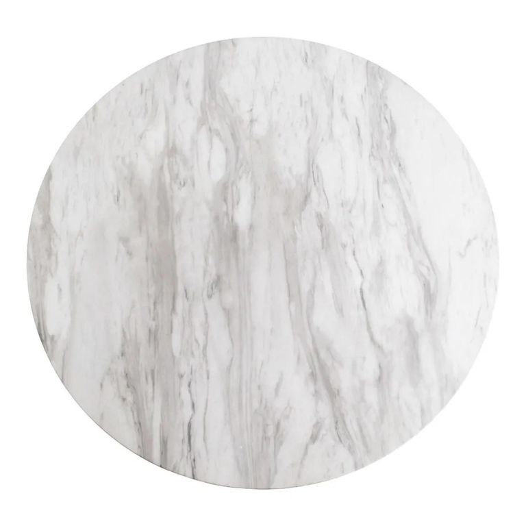 Bolzano Bar Table - Round - White Marble Effect - Gold Base