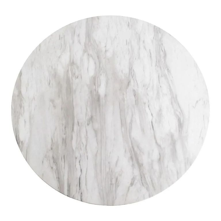 Bolzano Bar Table - Round - Large - White Marble Effect - Gold Base