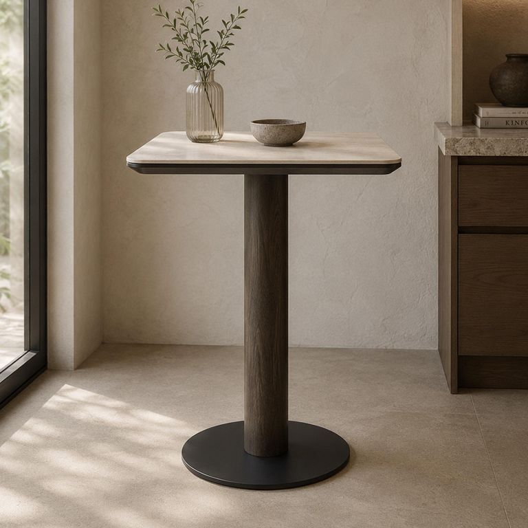 Ritz Bistro Table - Square - Brown - Ceramic and Metal
