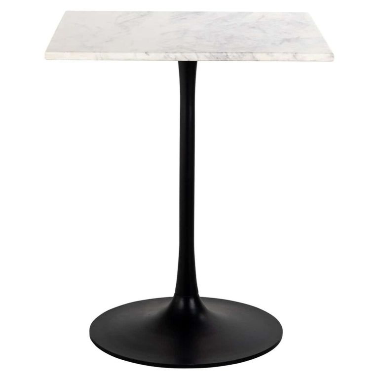 Carlten Bistro Table - Square - White and Black - Marble and Metal