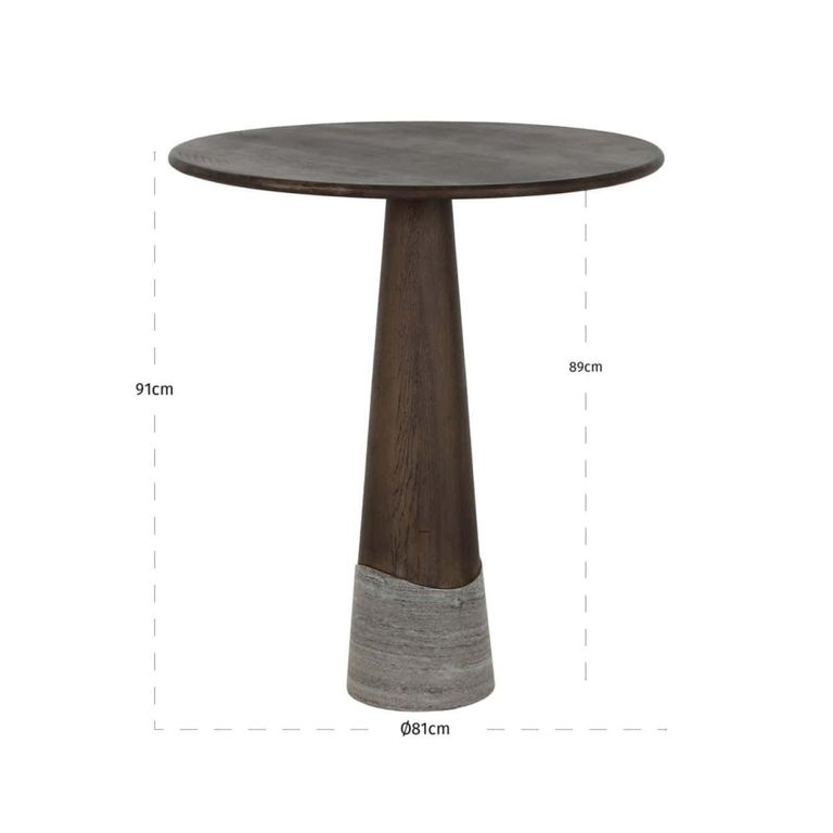 Harper Bar Table - Round - Smoked Charcoal - Oak and Marble