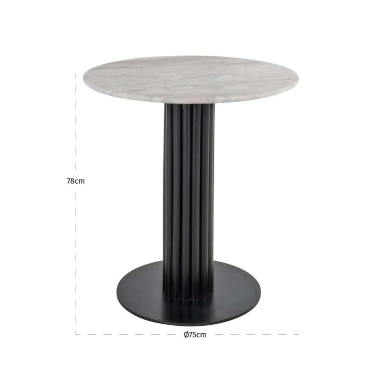 Nyon Fluted Bistro Table - Round - Fluted Base - Blush Beige and Black - Marble and Metal