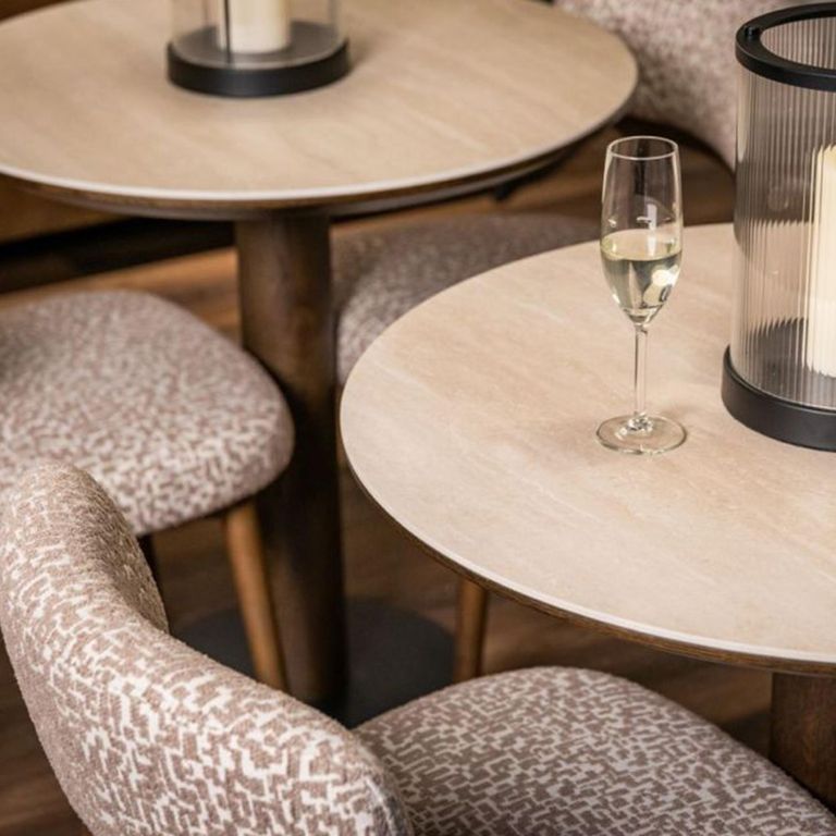 Ritz Bistro Table - Round - Brown - Ceramic and Metal