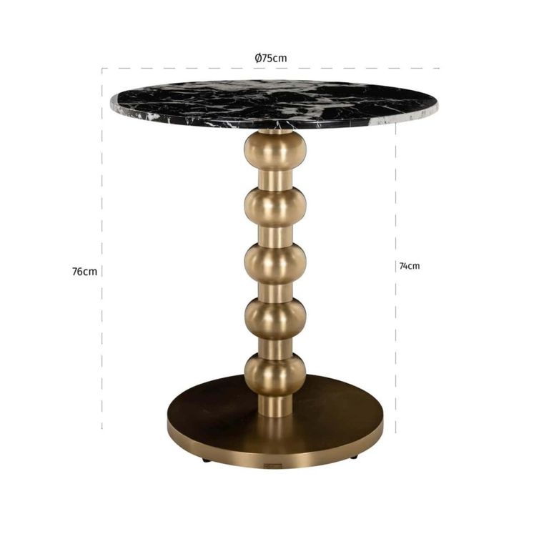 Witlox Bistro Table - Round - Black and Gold - Faux Marble and Metal