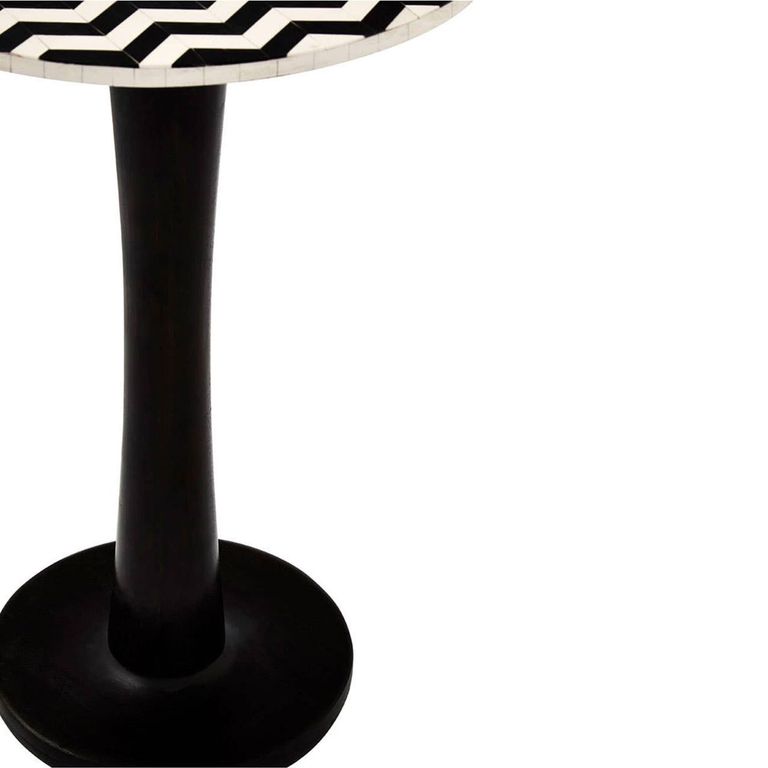 Artisan Bar Table - Round - Black and White Striped