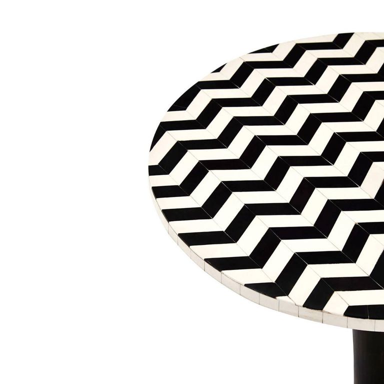 Artisan Bar Table - Round - Black and White Striped