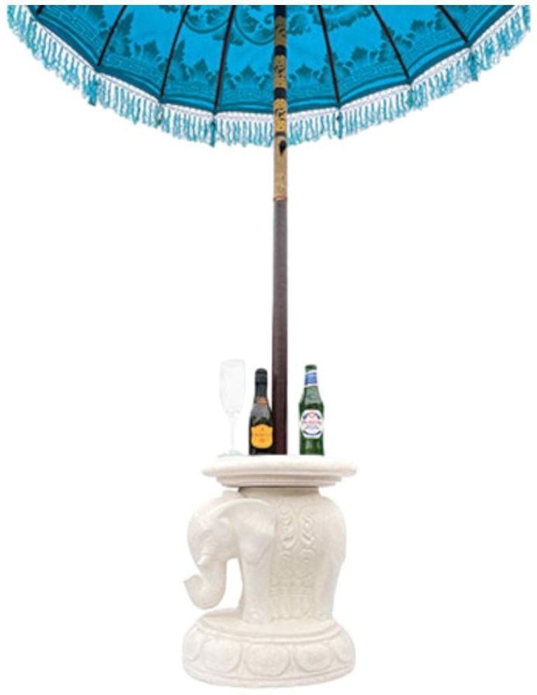 Bali Drinks Table - White - Elephant Parasol Base