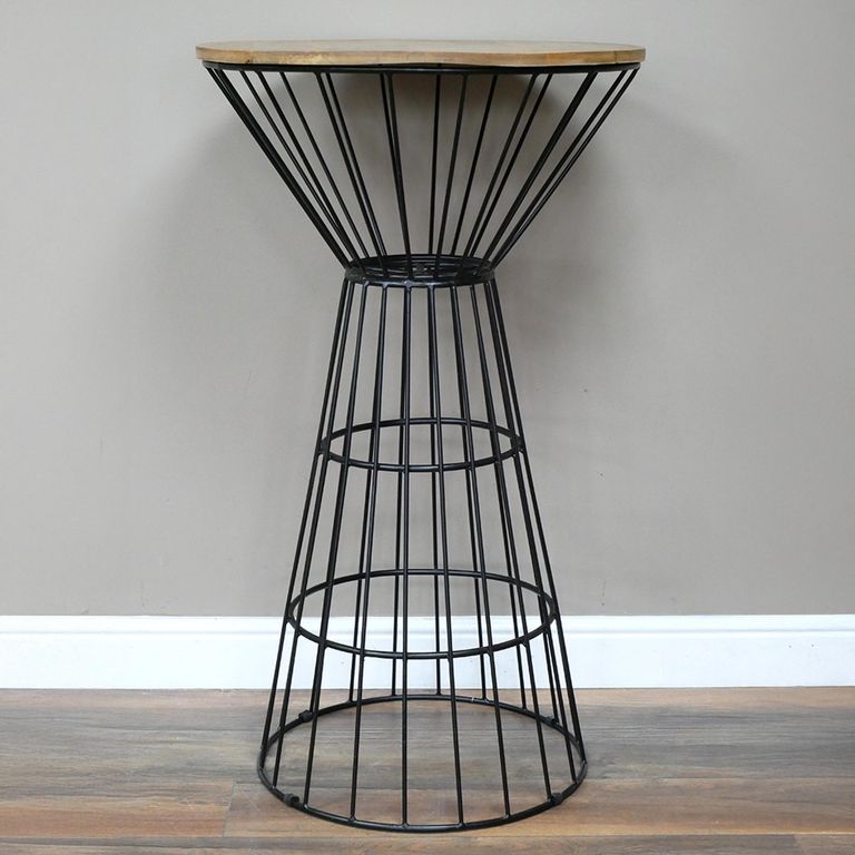 Bar Table - Mango Wood and Black Metal - Round