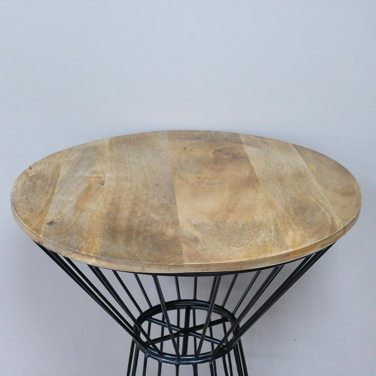 Bar Table - Mango Wood and Black Metal - Round