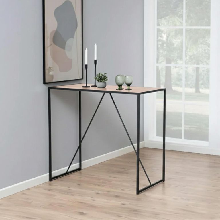 Seaford Bar Table - Oak and Black Metal