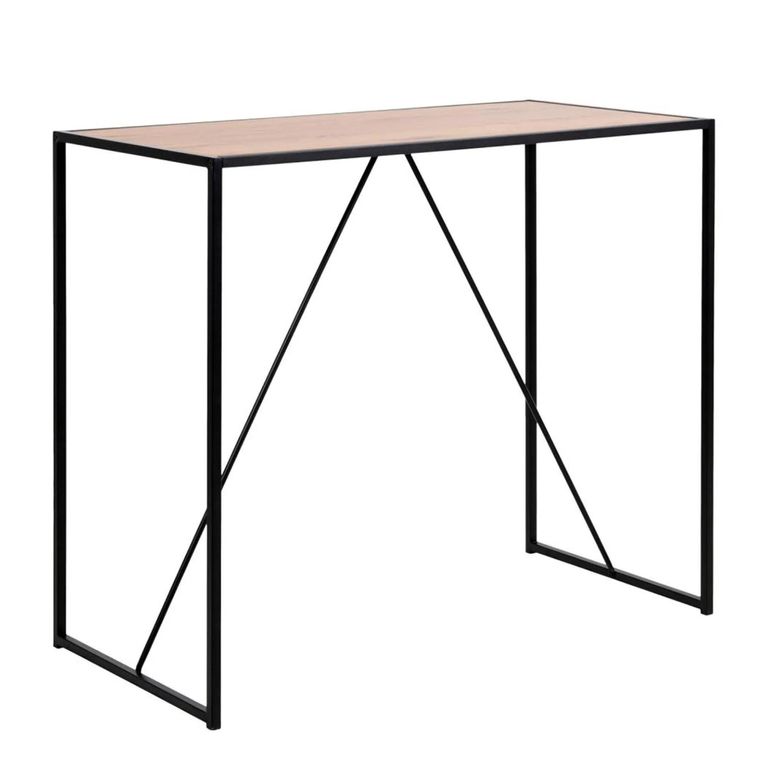 Seaford Bar Table - Oak and Black Metal