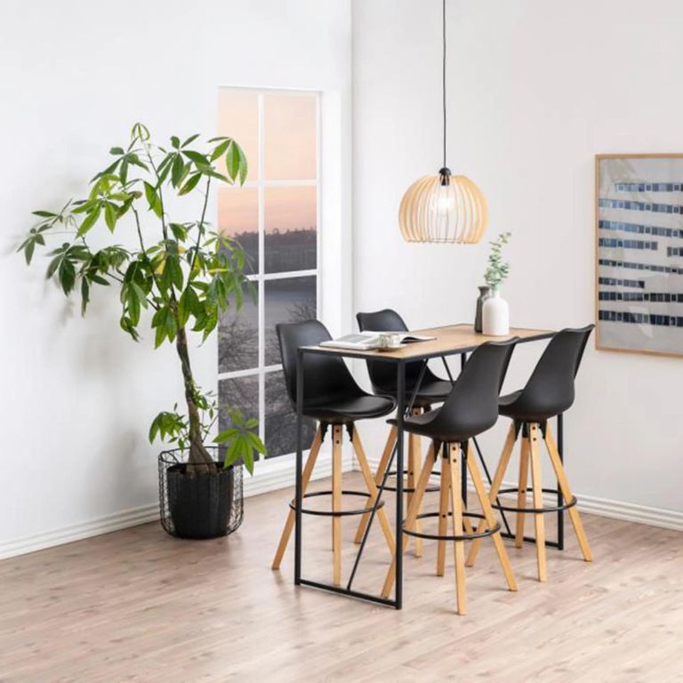 Seaford Bar Table - Oak and Black Metal