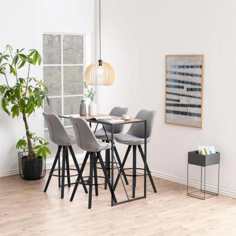 Seaford Bar Table - Oak and Black Metal