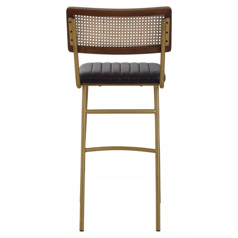 Buffalo Bar Chair - Black - Leather with Gold Metal