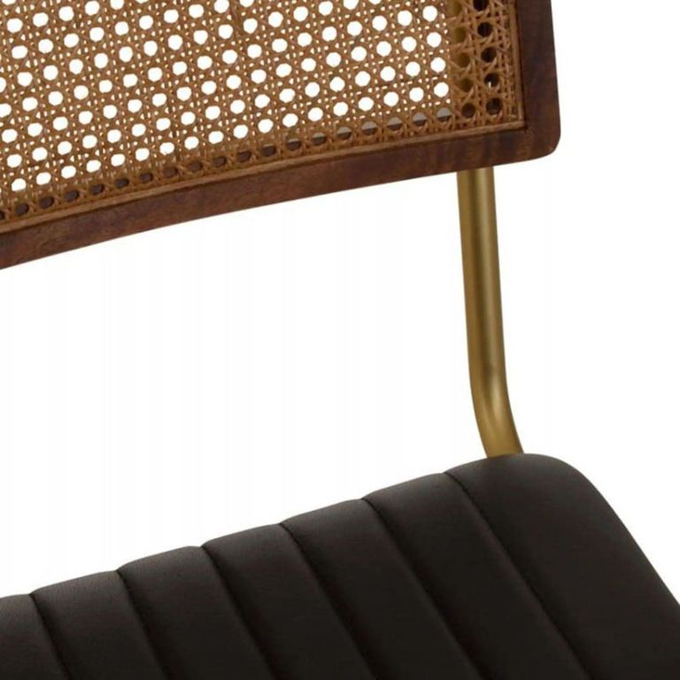 Buffalo Bar Chair - Black - Leather with Gold Metal