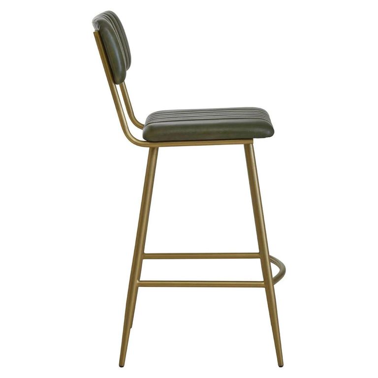 Buffalo Bar Chair - Green - Leather with Gold Metal
