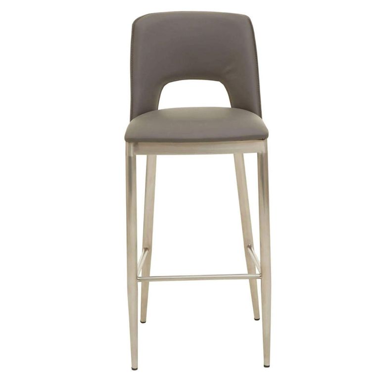 Gilden Bar Chair - Grey Faux Leather with Metal Legs