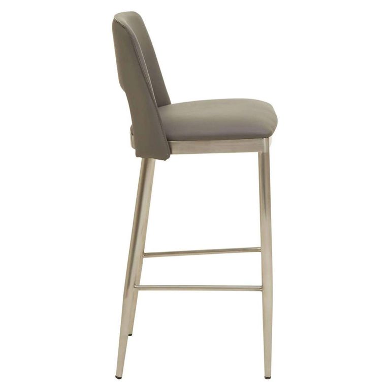 Gilden Bar Chair - Grey Faux Leather with Metal Legs