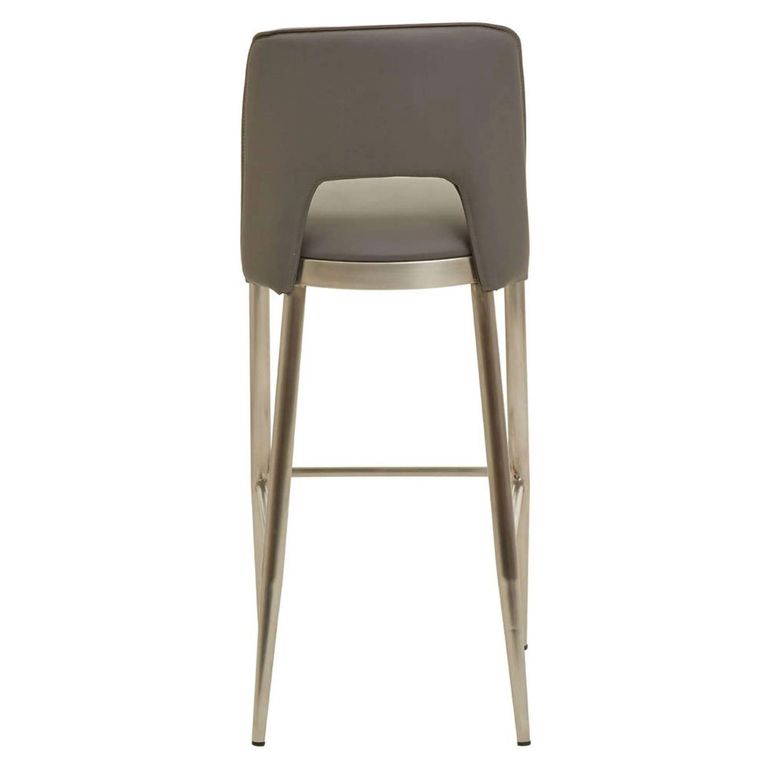 Gilden Bar Chair - Grey Faux Leather with Metal Legs
