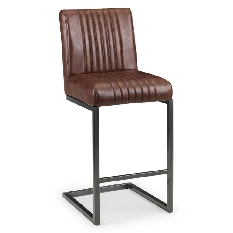 Brooklyn Barstool with Back - Set of 2 - Brown Faux Leather