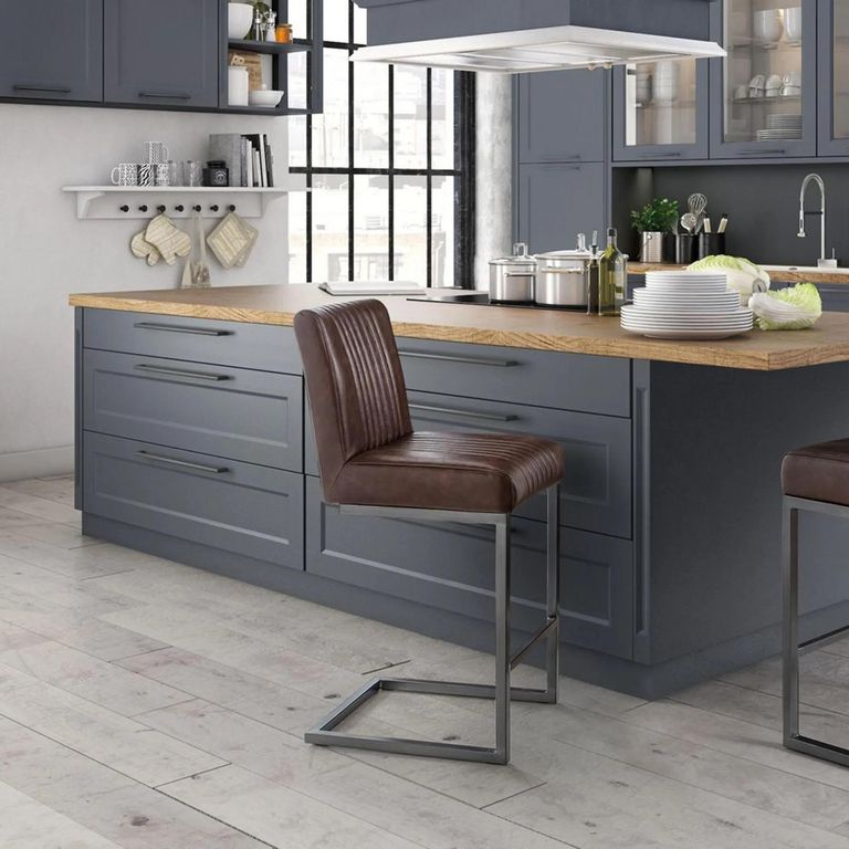 Brooklyn Barstool with Back - Set of 2 - Brown Faux Leather